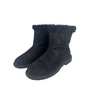 Girls Black Suede cute above ankle Winter Boots Size 5Y